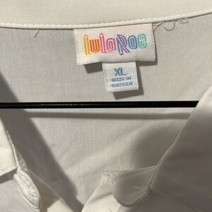 White short sleeve button up top